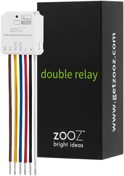 Zooz 700 סדרת Z-Wave פלוס ממסר כפול ZEN52 | שליטה 2 אורות בנפרד, משחזר אות | עובד עם Smartthings, Hubitat ועוזר